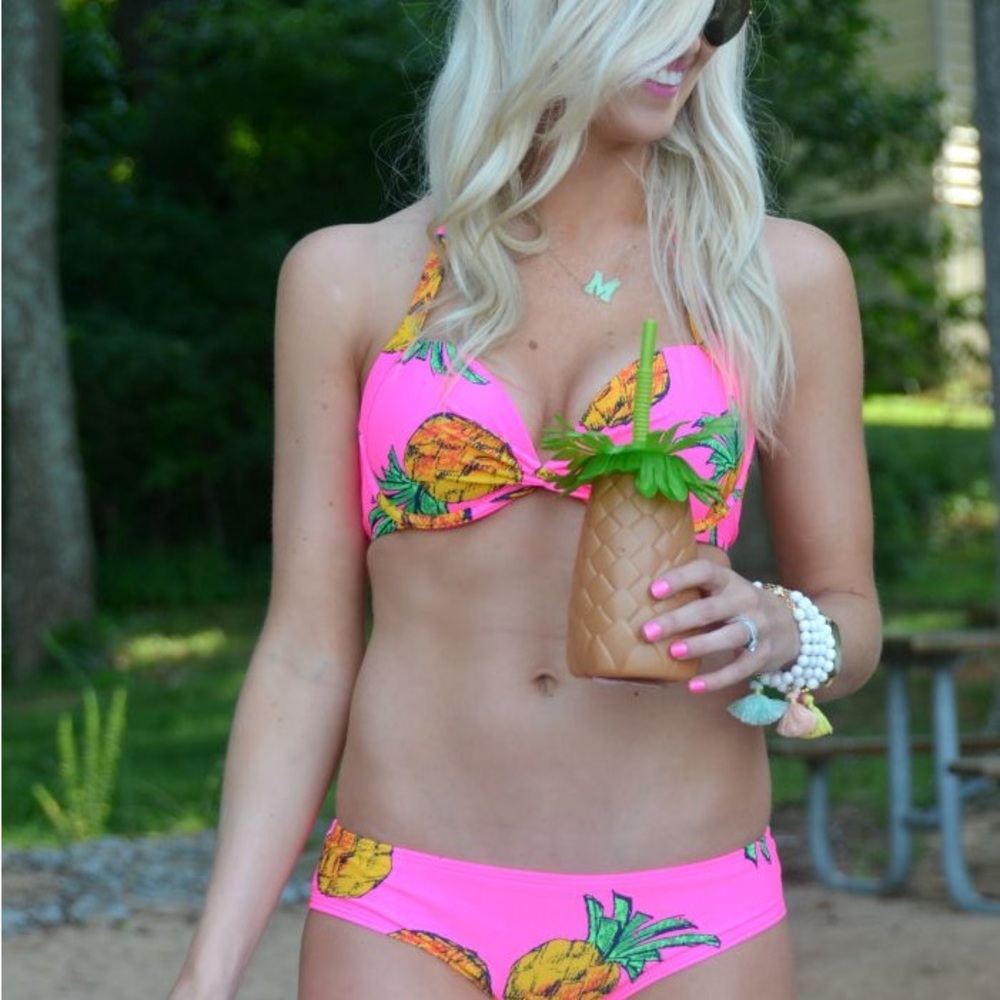 Aerie Pink Pineapple Print Bikini